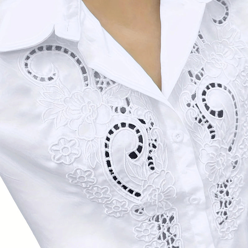 Contrast Lace Long Sleeve Tops Button Down Shirts Dressy Casual Blouses Fall Fashion Clothes