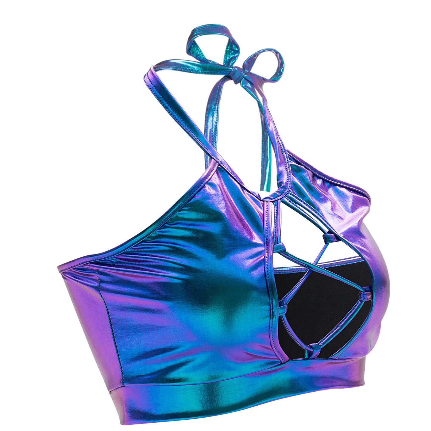 Metallic Night Raver - Festival Crop Top For Women's