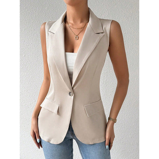 Sleeveless Vest Blazer Casual Open Front Work Office Tops Jacket