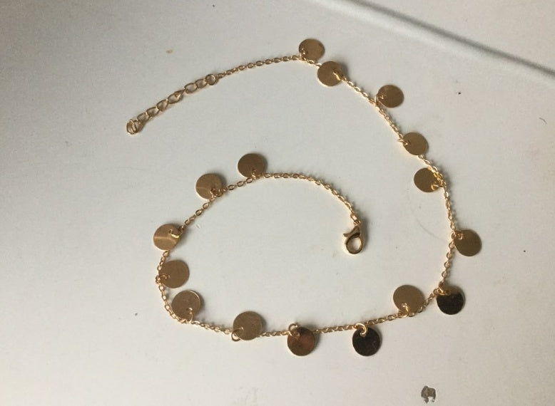 Dainty Disc Choker Necklaces Boho Coin Chain Chokers Sequined Metal Clavicle Chain