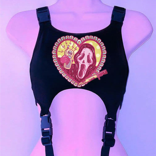 Sexy Goth Skinny Crop Y2k Short Vest