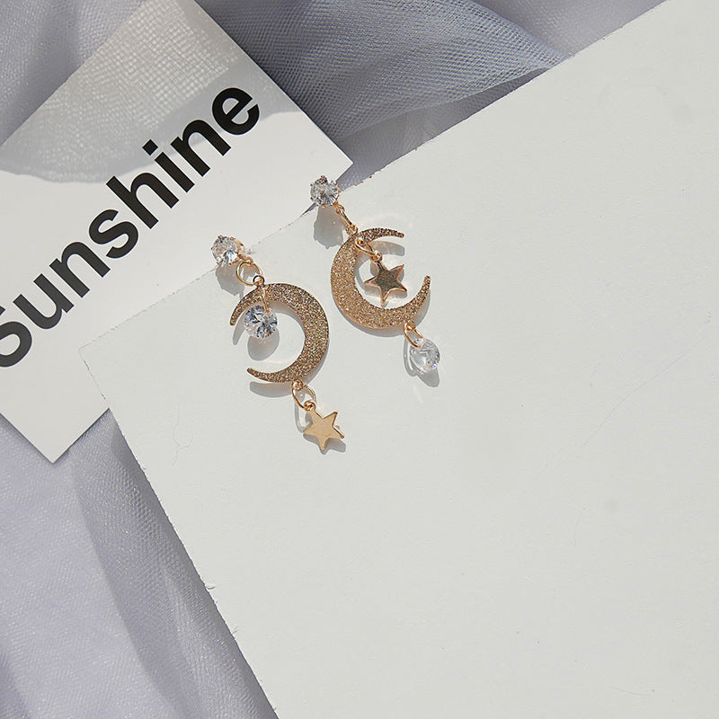Chic Celestial Moon & Star Dangle Earring Set French earrings temperament fashion earrings