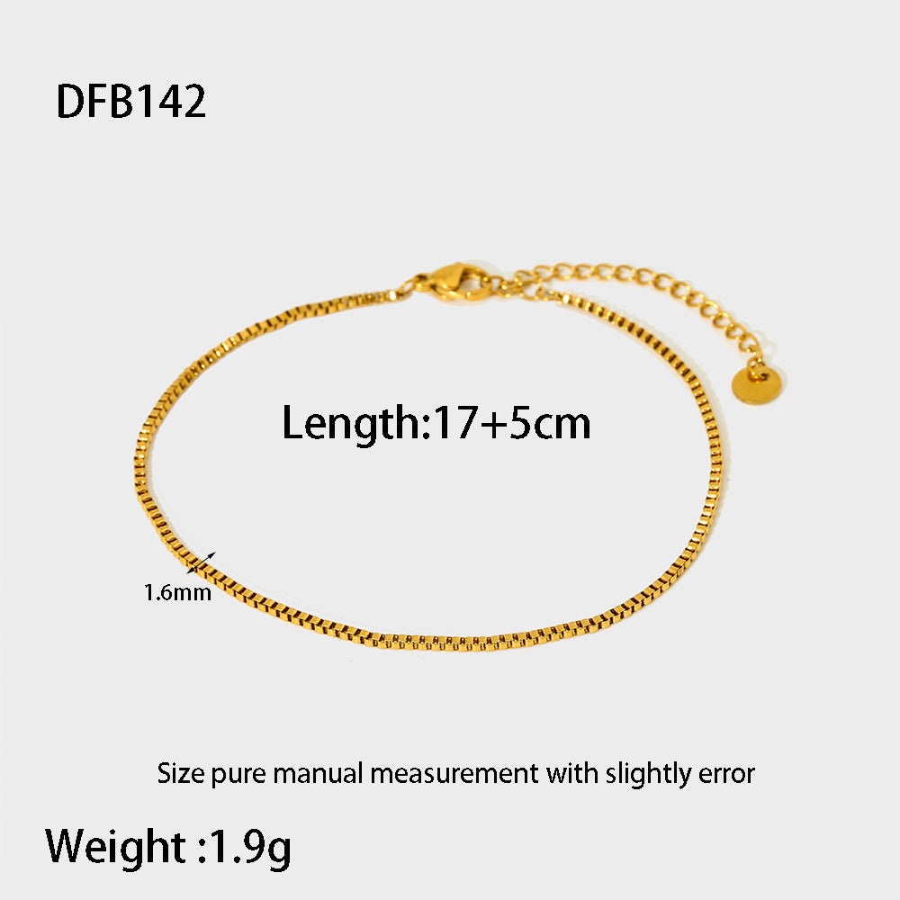 Stainless Steel 18K Gold Plating Hemp Flowers Chain Figaro Chain Bracelet For Women
