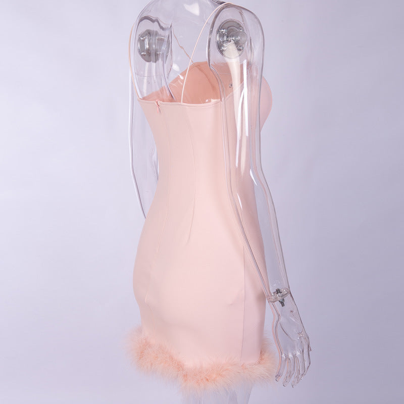 Classic Pink Slim Fit Bodycon Dress For Women's