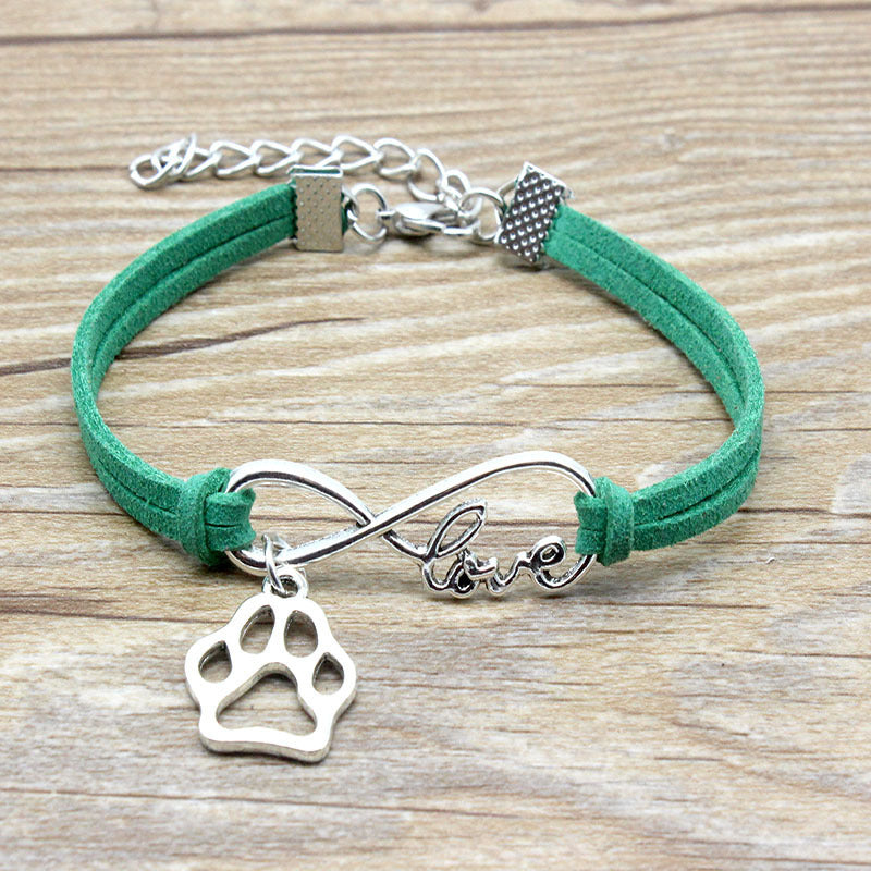 Cute Dog Paw & "Love" Infinity Friendship Bracelet Jewelry Simple Style Hand-woven Infinite Love Pet Bracelet