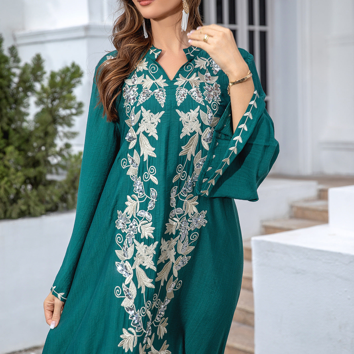 Modest Fashion Moroccan Inspired Jellabiya Dress Embroidered Dress Evening Dubai Women's Dress