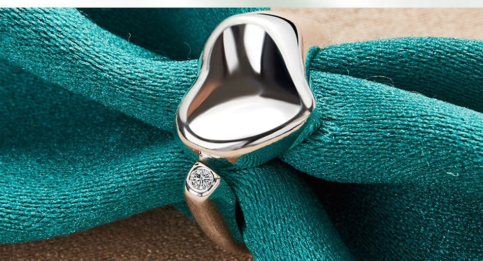 Unique Teardrop Design Sterling Silver Ring with Gemstone Silver Mouth Ring Women's Fashion Accessories Jewelry