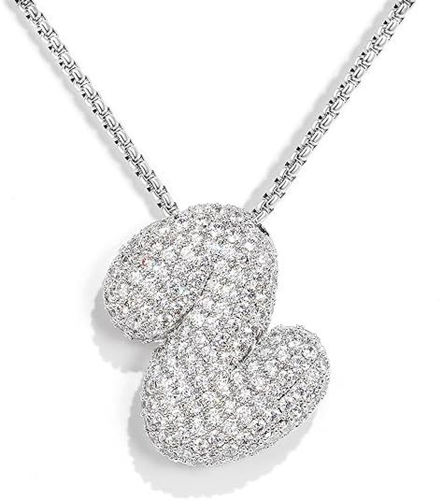Custom Initial Necklace | Sparkle Alphabet Pendant Brass Zircon Balloon English Letter Necklace
