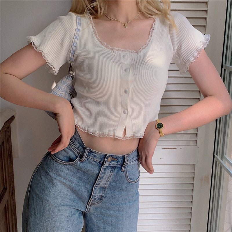 Solid Color Student Korean Versatile Slim Knit Top