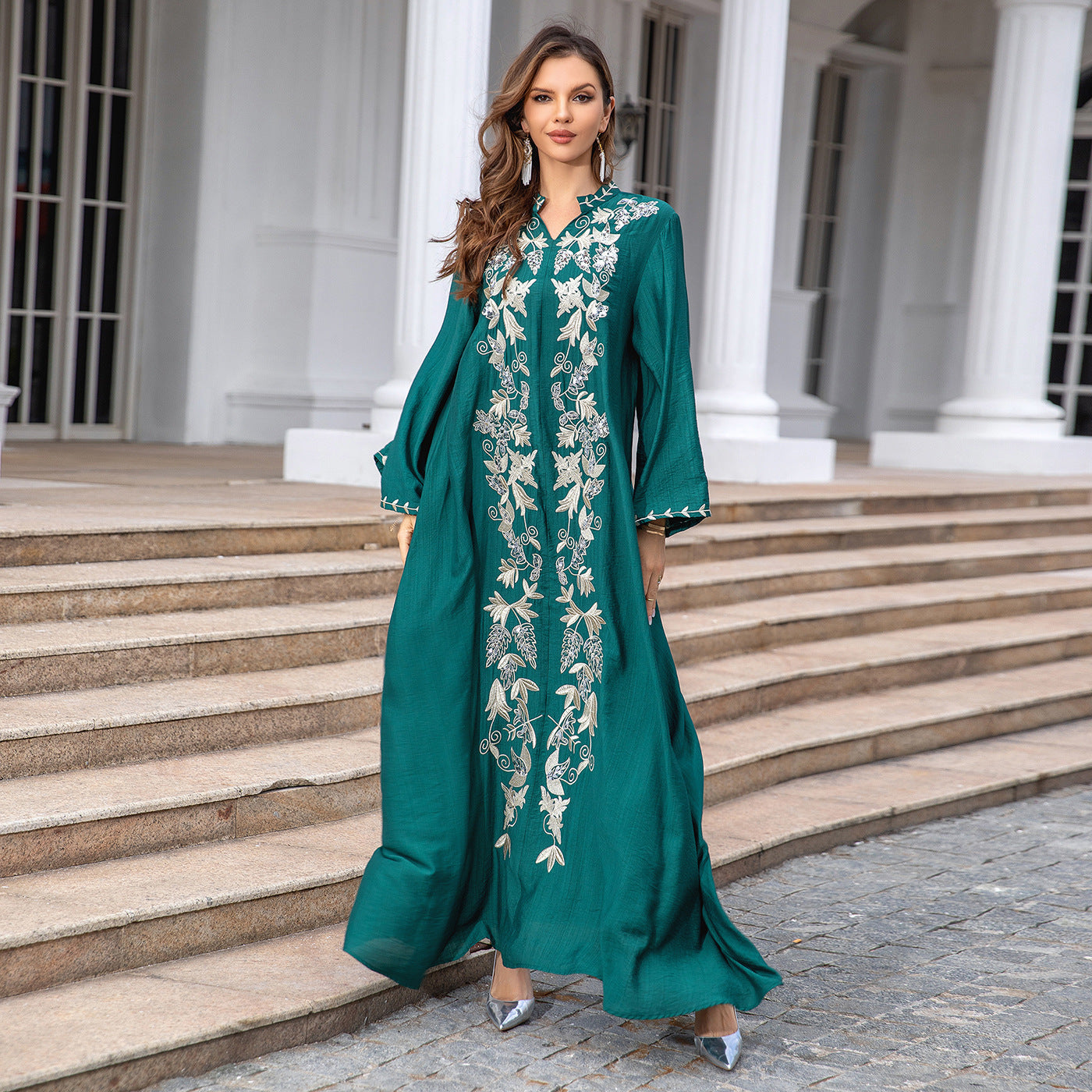 Modest Fashion Moroccan Inspired Jellabiya Dress Embroidered Dress Evening Dubai Women's Dress