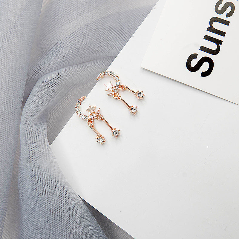 Chic Celestial Moon & Star Dangle Earring Set French earrings temperament fashion earrings