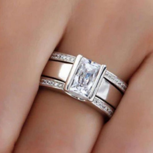 Fashion European And American Style Diamond Three-piece Advanced Ring