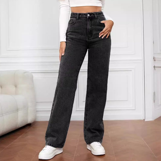 Retro High-waisted Straight-leg Jeans