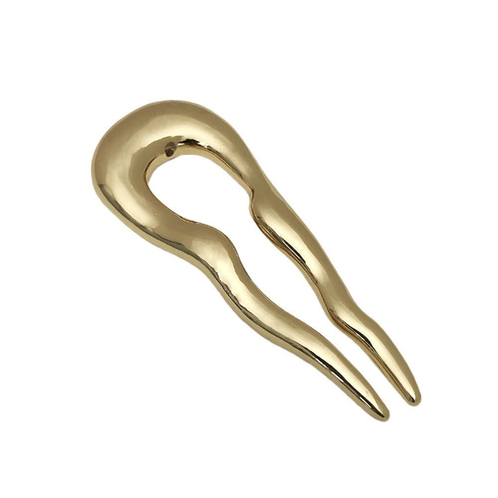 Minimalist Wavy Hair Pins Set Simple Hair Clasp Metal U-clips Plate