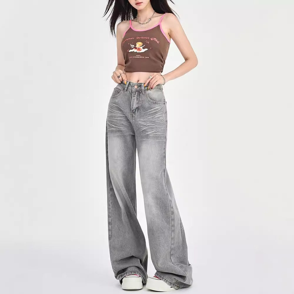 Sculpt & Style – High-Rise Shaping Wide-Leg Jeans Autumn Retro Loose Low Waist Straight Jeans For Women