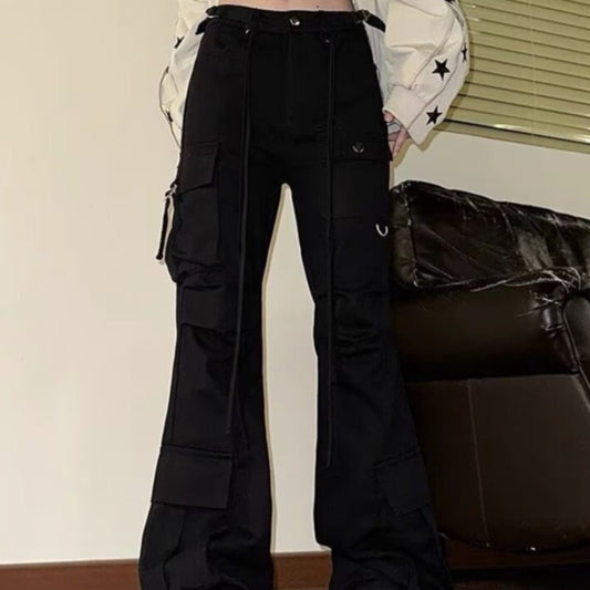 Bootcut Trousers Women's Spring And Autumn Versatile Pocket Flared Overalls
