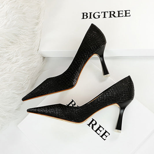 BIGTREE Classic Pointed-Toe Heels – Sleek Matte Pumps in Multiple Colors French Vintage Single High Heels Shoes For Women's