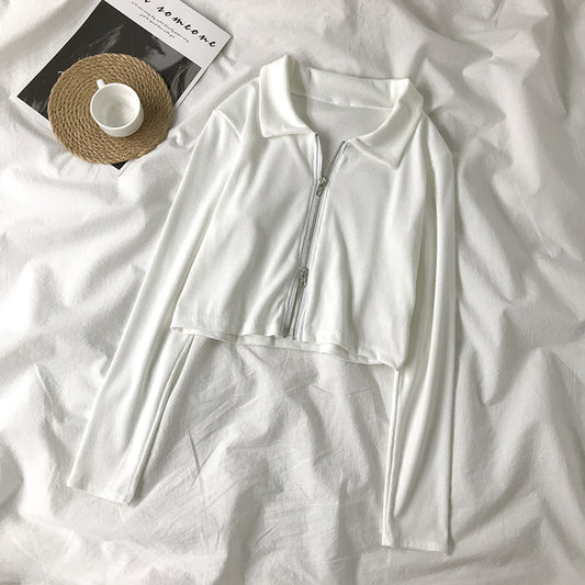 Casual Outing Zip Crop Top For Women's