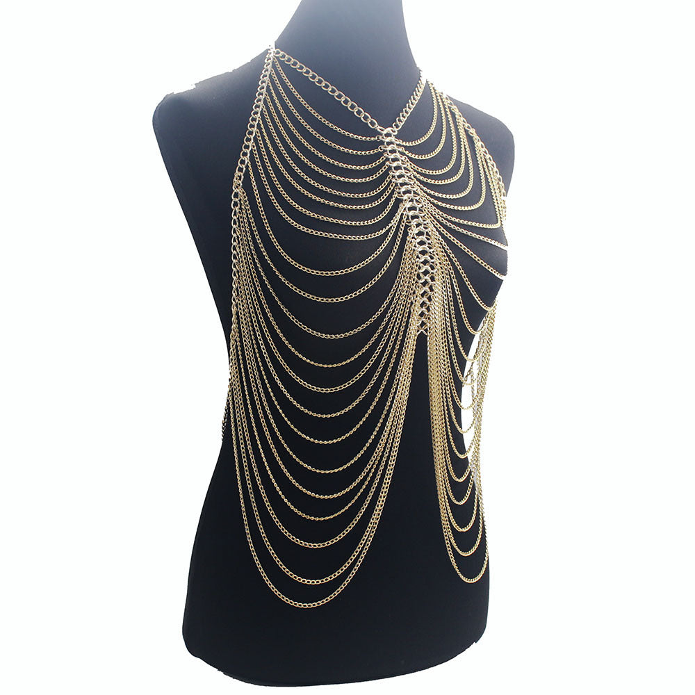 Sexy Halter Style Multilayer Body Chain Jewelry Fringe Body Chains Bikini Necklaces Prom Clothing Accessory Necklaces