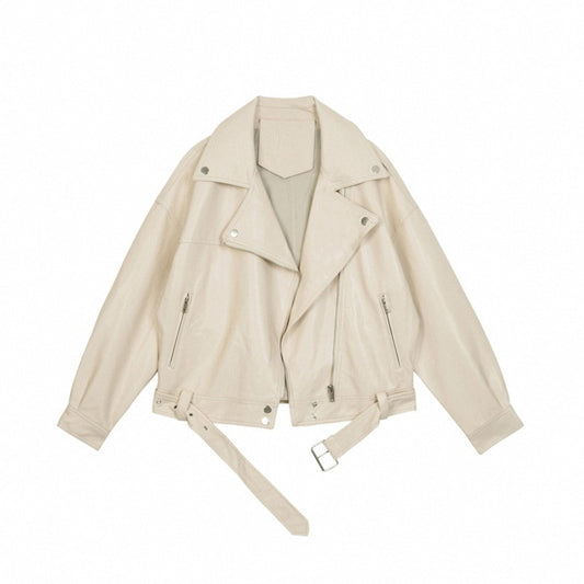 Classic Retro Locomotive Leather Coat Women