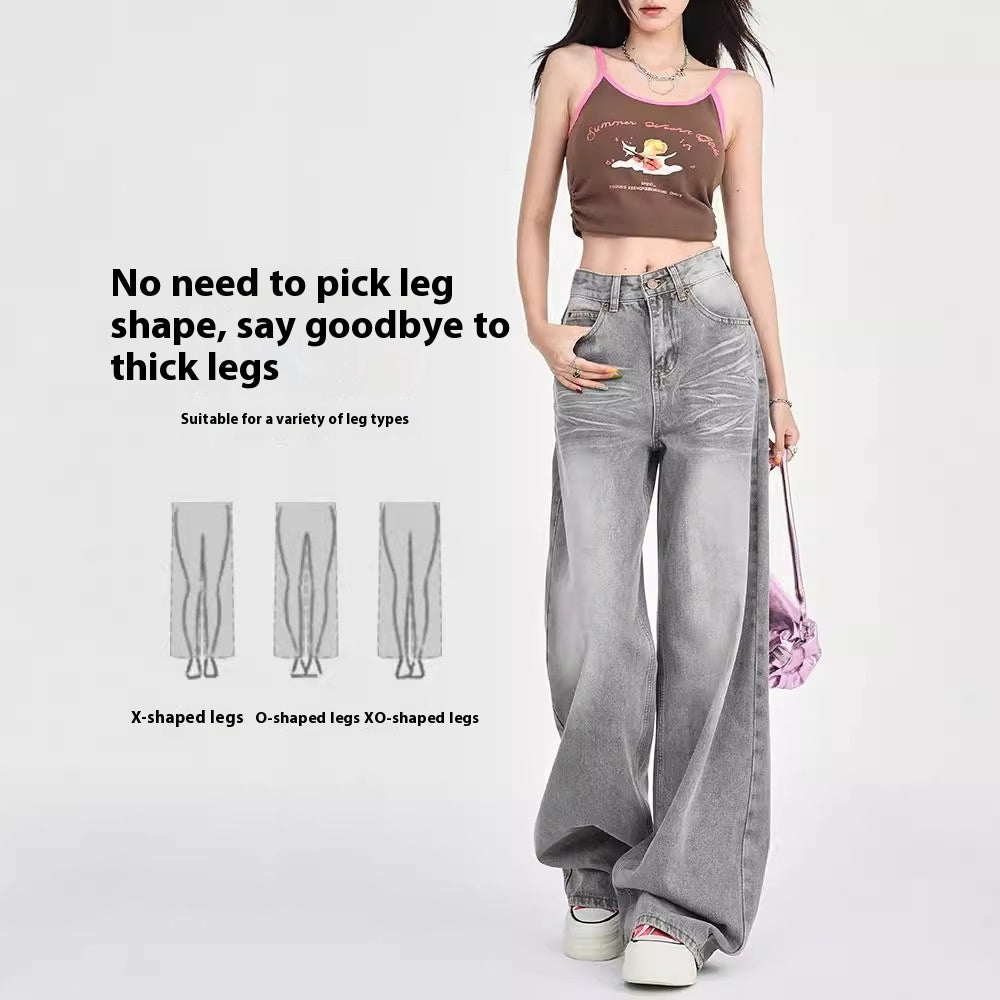 Sculpt & Style – High-Rise Shaping Wide-Leg Jeans Autumn Retro Loose Low Waist Straight Jeans For Women