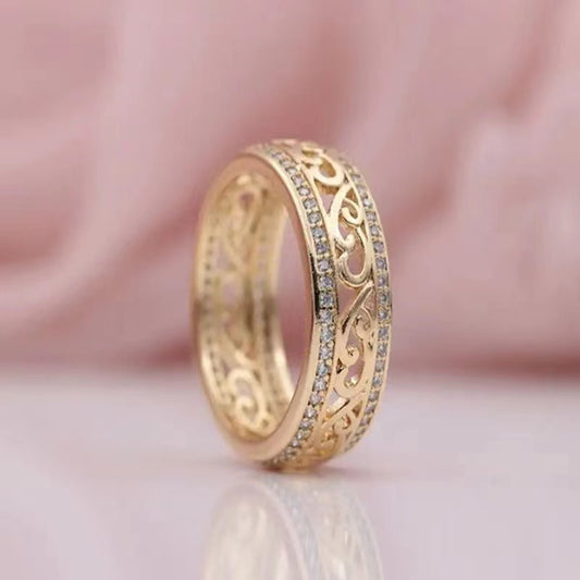 Luxurious Micro-Pave Crystal Eternity Ring & Hoop Set Diamond Hollow Ring Elegant And Elegant