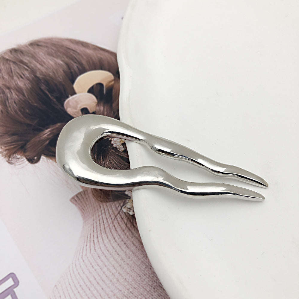 Minimalist Wavy Hair Pins Set Simple Hair Clasp Metal U-clips Plate