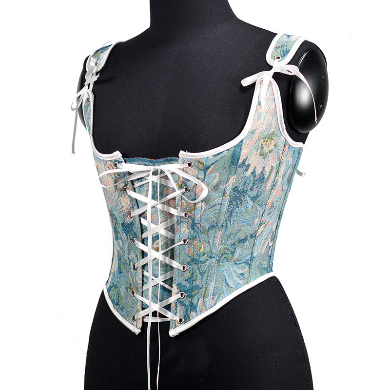 Fairy core / Princess Core Floral Over bust Corset Fashion French Strap Vest Women's Top