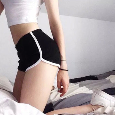 Black & White Striped Running Shorts - Women's Athletic Dolphin Shorts Sports Shorts Women Summer Women's Pajamas