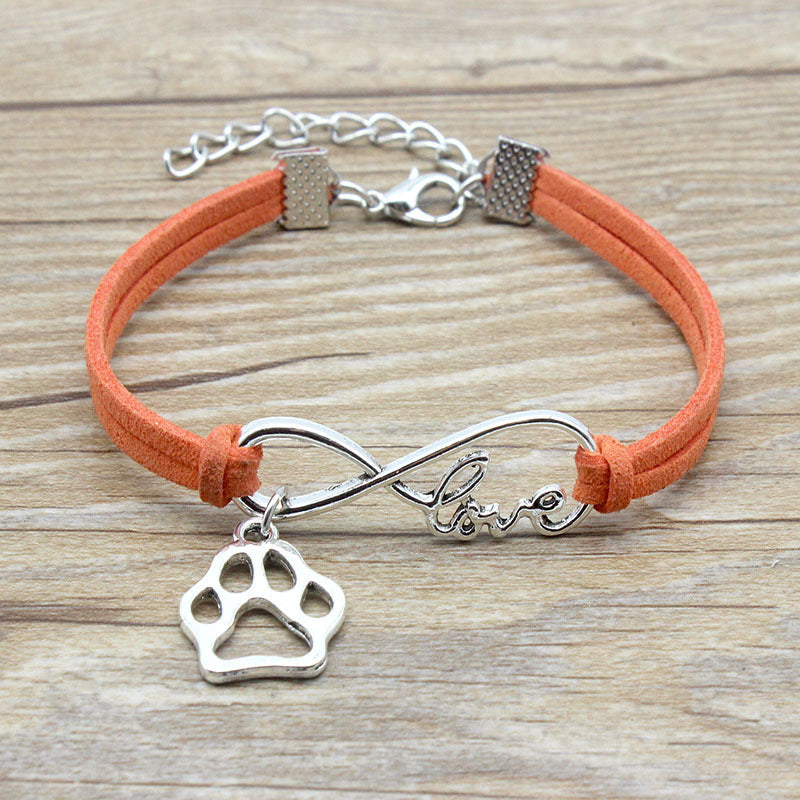 Cute Dog Paw & "Love" Infinity Friendship Bracelet Jewelry Simple Style Hand-woven Infinite Love Pet Bracelet