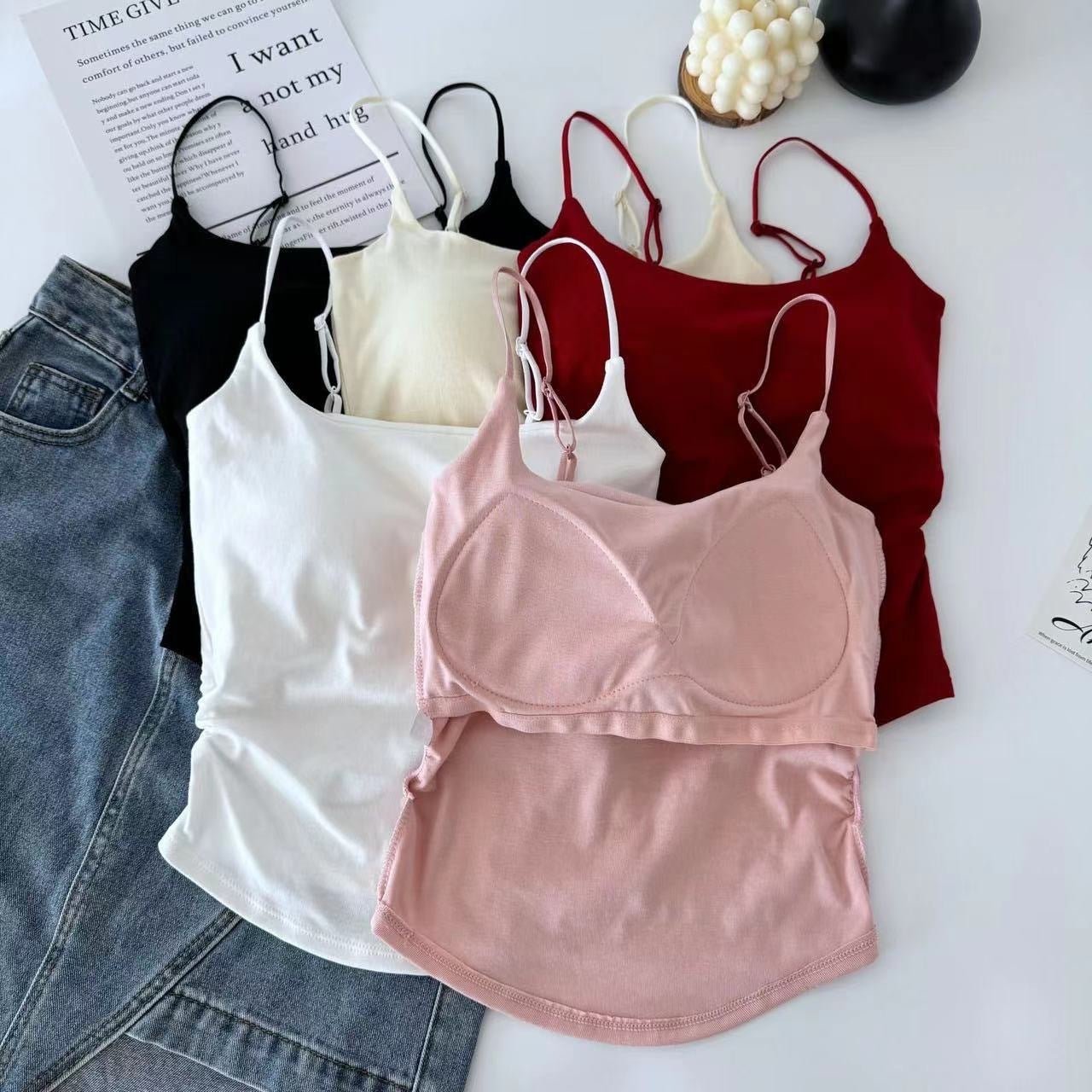 Pure Color Casual Versatile Sling Pleated With Chest Pad Vest