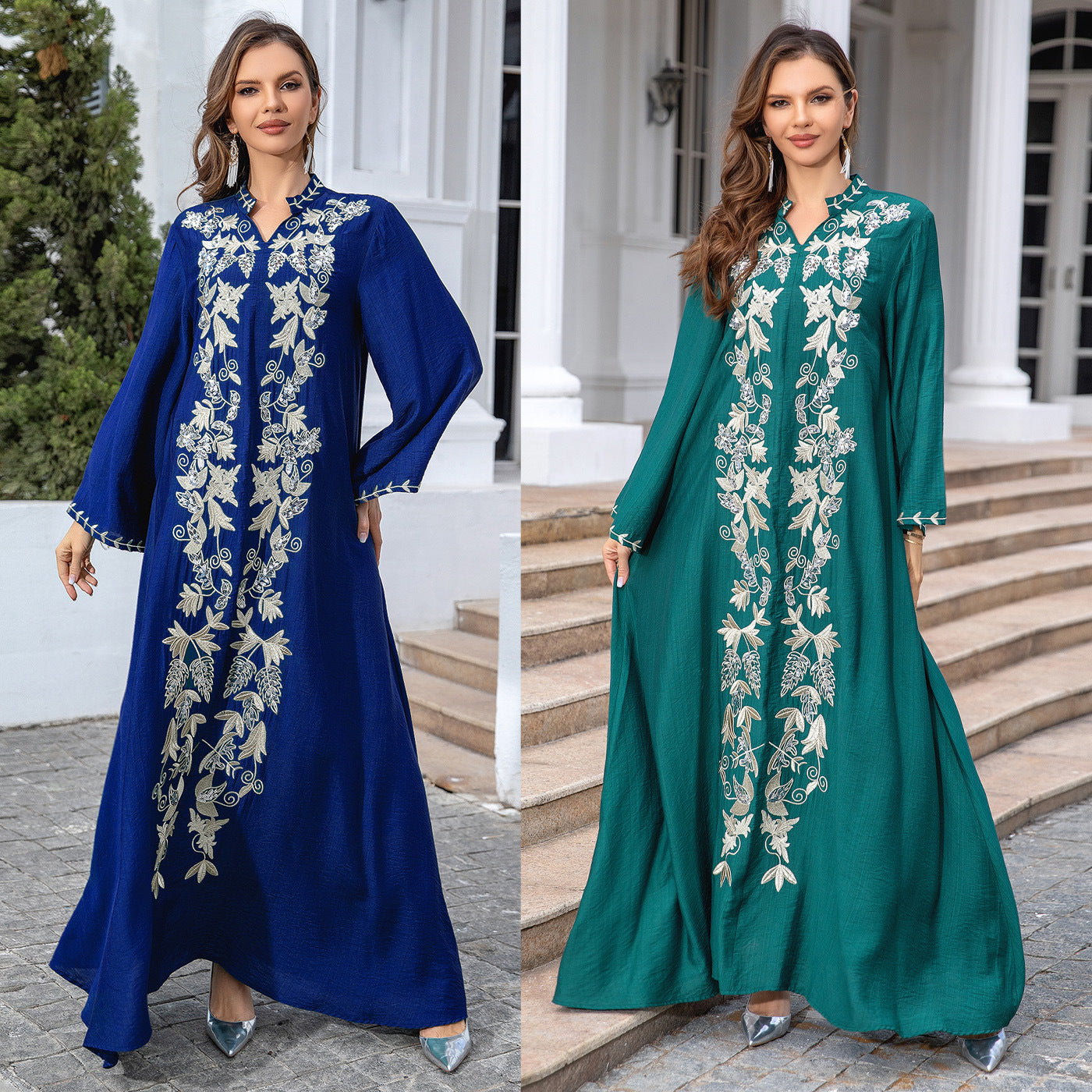 Modest Fashion Moroccan Inspired Jellabiya Dress Embroidered Dress Evening Dubai Women's Dress