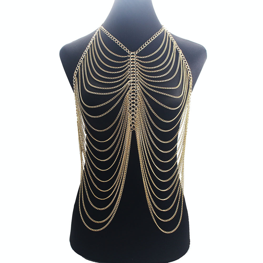 Sexy Halter Style Multilayer Body Chain Jewelry Fringe Body Chains Bikini Necklaces Prom Clothing Accessory Necklaces