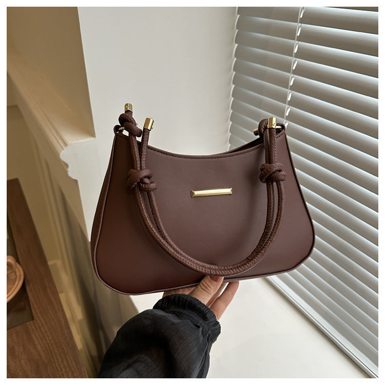 Stylish Minimalist Design Crescent-Shaped Purse Women's High-end Hand-held Armpit Small Square Bag