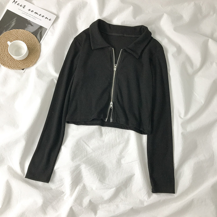 Casual Outing Zip Crop Top For Women's