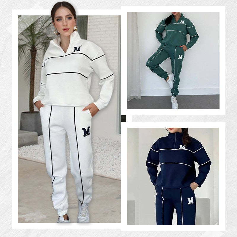 Michigan Varsity Lounge Set – Cozy Fit, Classic Edge Women's 2 Piece Outfits Lounge Hoodless Pullover Sweatshirt Sweatsuit Sets Sweatshirt Baggy Fashion Sweatpants With Pockets