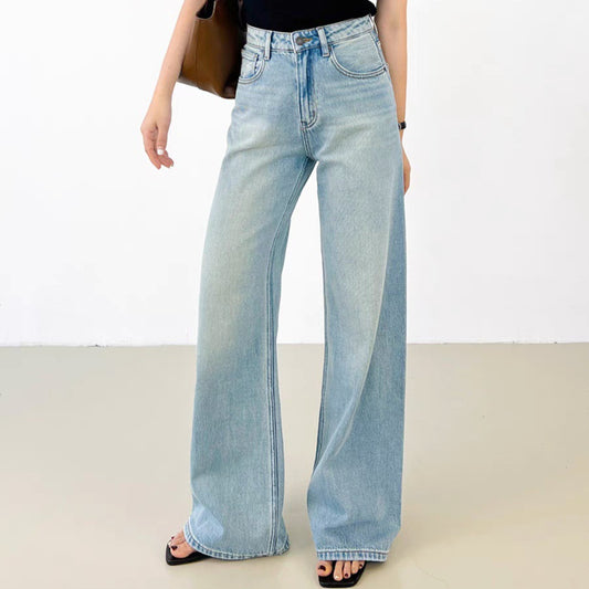 Retro Washed Loose Straight Jeans