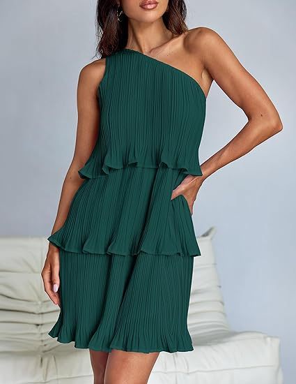Shoulder Layered Stitching Hem Dress For Women's