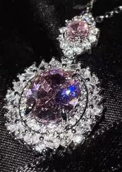 Elegant Evening Wear Set with Large Faceted Crystal & Sparkling Halo Luxury Premium Three-piece Inlaid Ring Bracelet