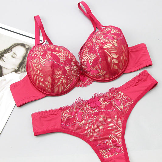 Lace Bra & Thong Set - Elegant Underwired Lingerie Push Up Underwear For Women Lace Bra Set