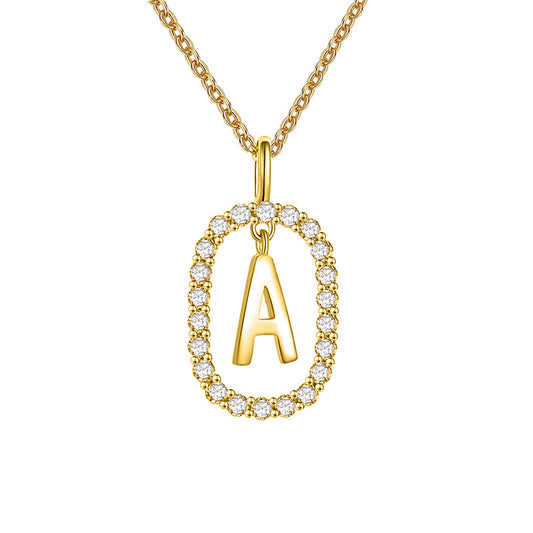 Gold Initial Pendant Necklace – Shine with Your Letter  Crystal Letter Necklace Gold Name Initial Alphabet Oval Pendant Necklaces For Women