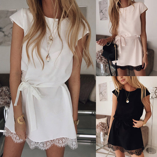 Lace lace temperament short sleeve dress