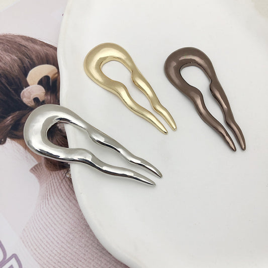 Minimalist Wavy Hair Pins Set Simple Hair Clasp Metal U-clips Plate