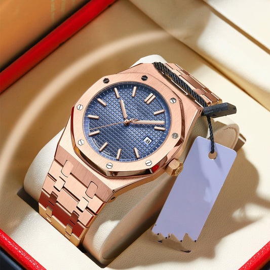 Elegant Analog Wristwatch with Date Display for Men & Women Waterproof Fashion Business Trend Luminous Calendar Watch