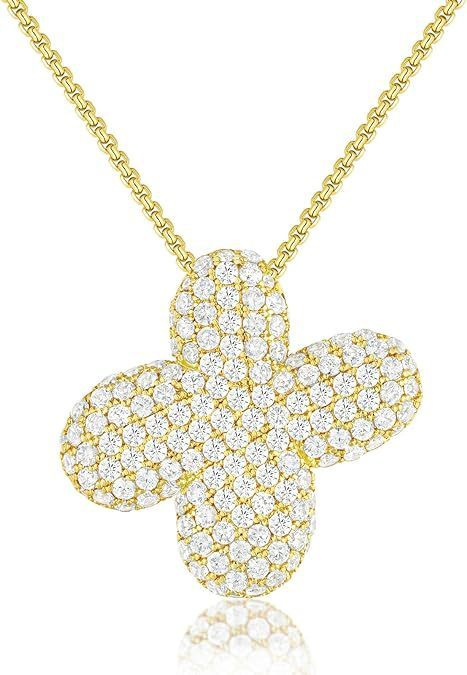 Custom Initial Necklace | Sparkle Alphabet Pendant Brass Zircon Balloon English Letter Necklace