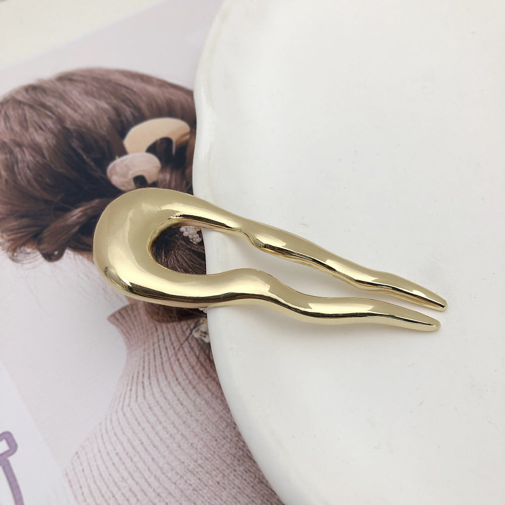 Minimalist Wavy Hair Pins Set Simple Hair Clasp Metal U-clips Plate