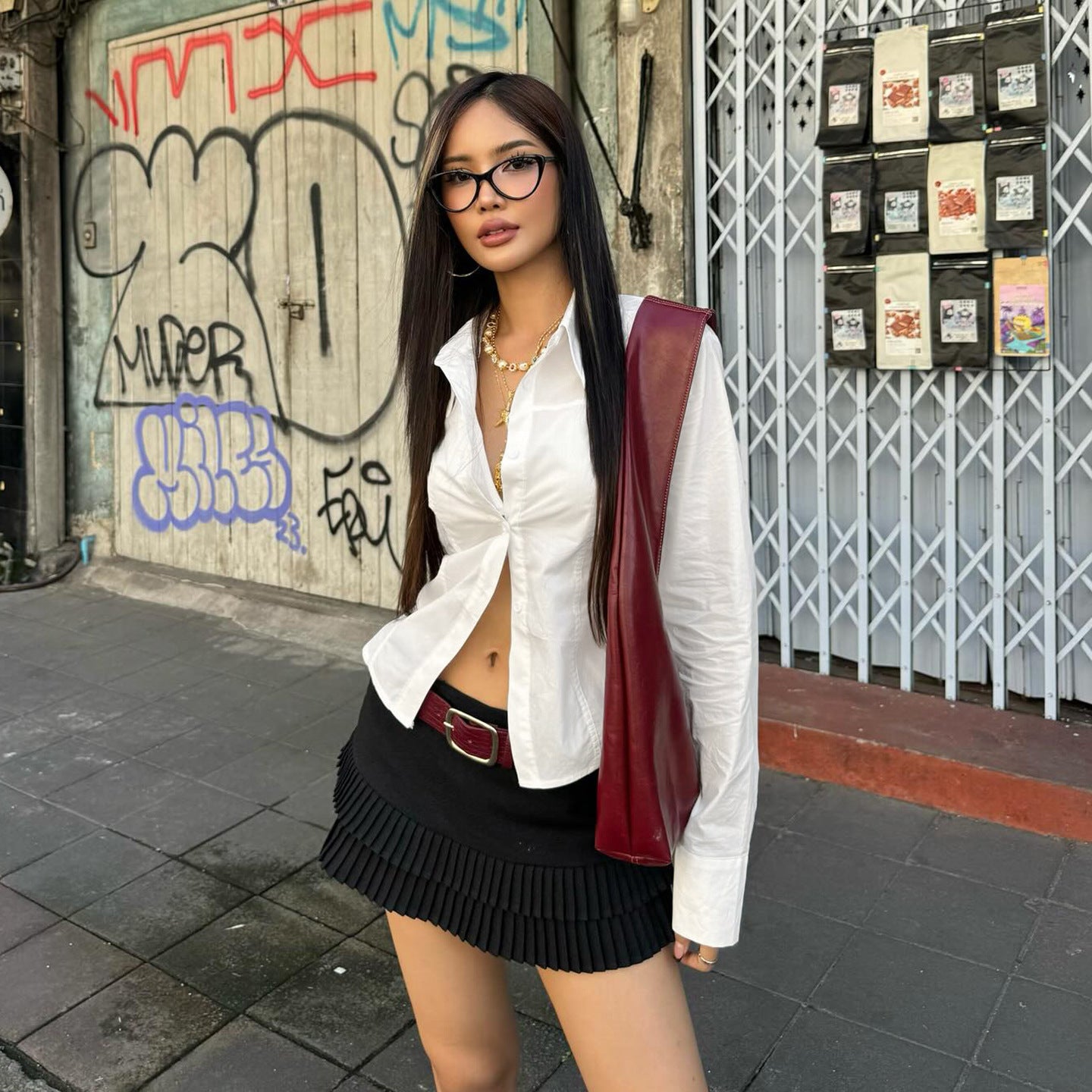 Commuter Professional Waist-controlled Lace-up Shirt Hot Girl Street