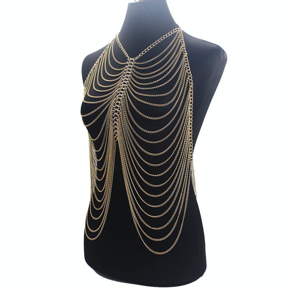 Sexy Halter Style Multilayer Body Chain Jewelry Fringe Body Chains Bikini Necklaces Prom Clothing Accessory Necklaces