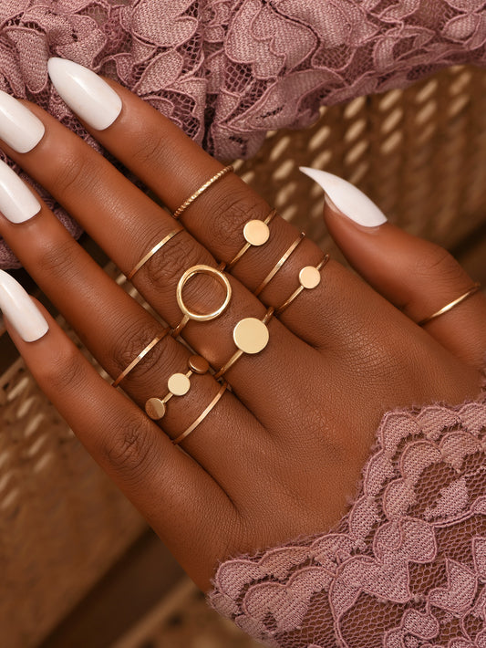 Boho Chic & Minimalist Layering Rings Collection Metal Ring Set Women