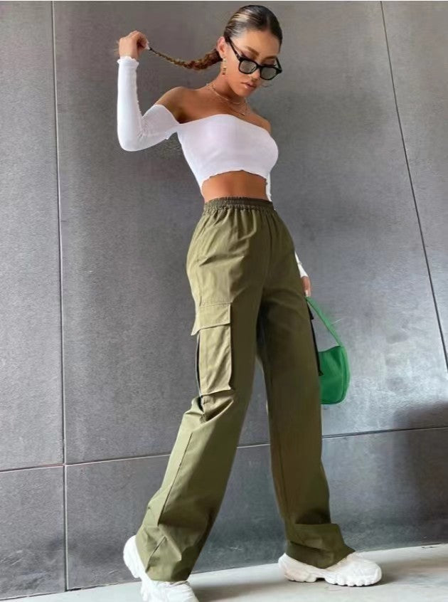 Urban Flex Cargo Pants – Bold Colors, Bigger Moves No Belt Pants High Waist Season Wide Leg Pants Straight Loose Temperament Commuter Pants